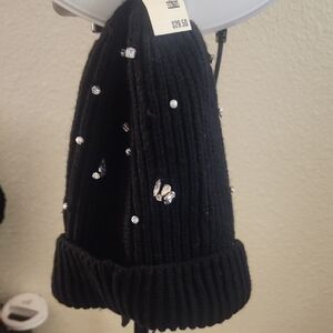Aeropostale Black Knit Beanie with Silver Details